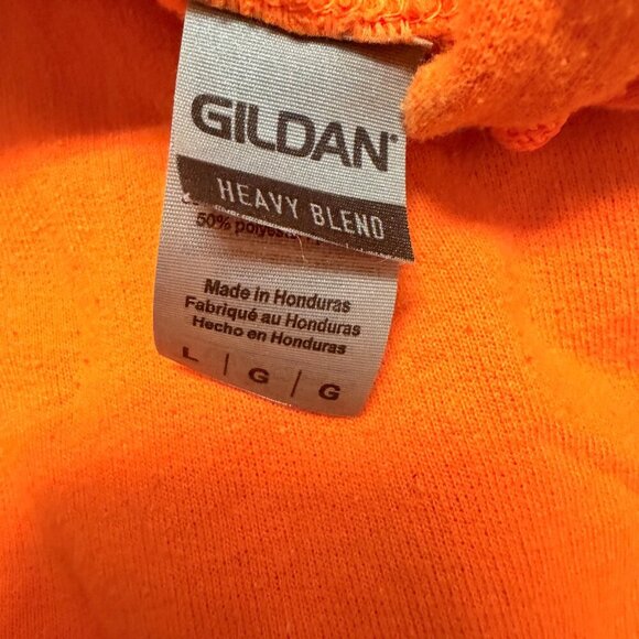 Vintage-Style Gildan Heavy Blend Orange Hoodie – Unisex Size L (Bold Streetwear) - Picture 7 of 8